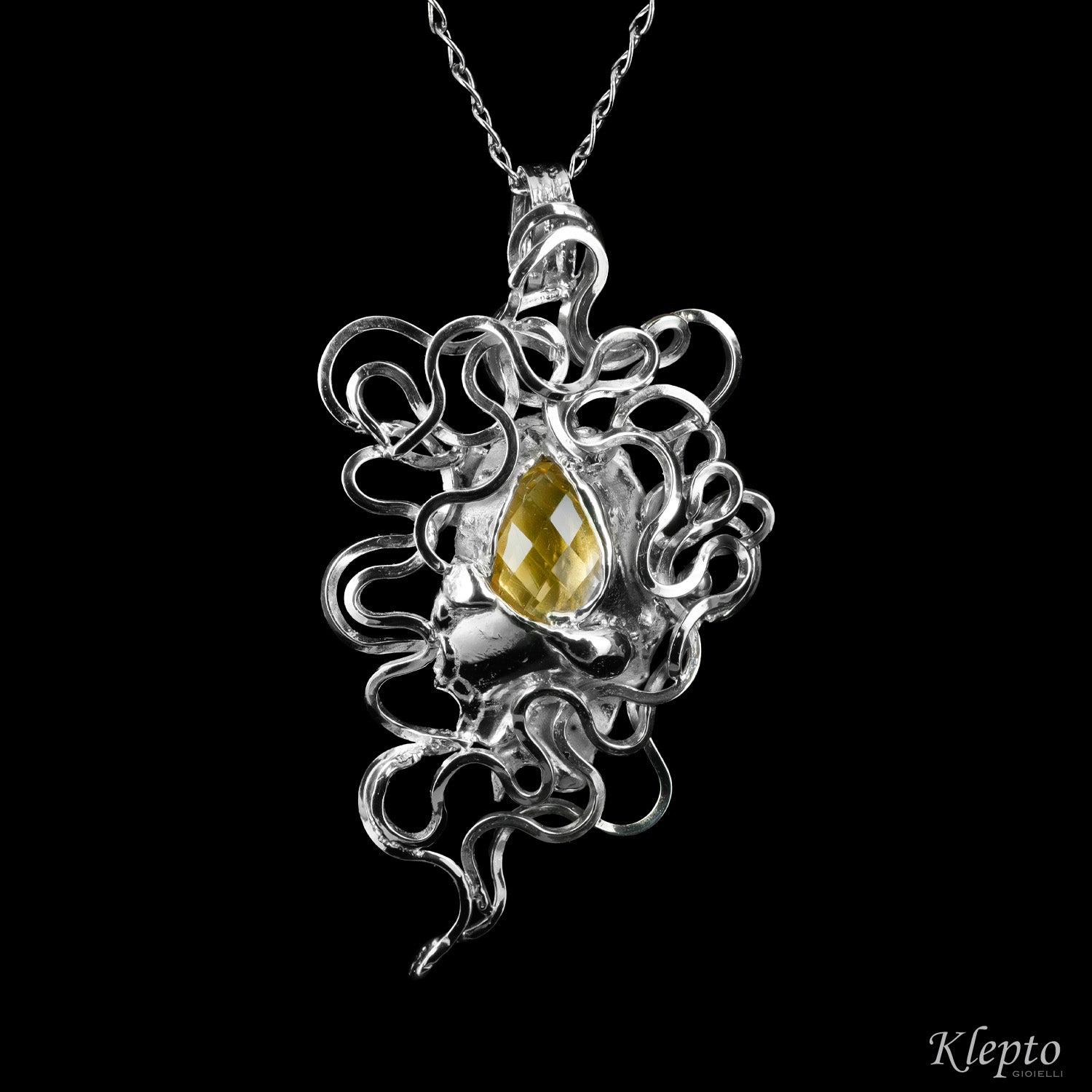 Silnova® Silver Pendant with Faceted Citrine