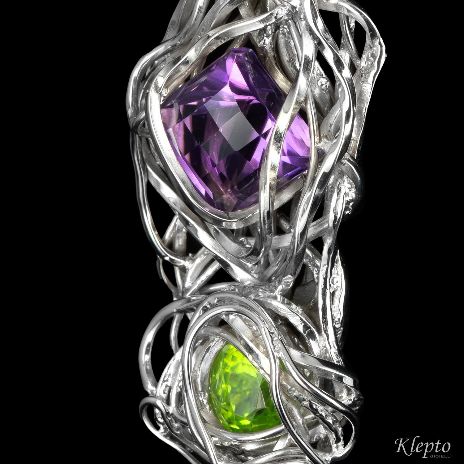 Silver Pendant Silnova® with Amethyst and Peridot