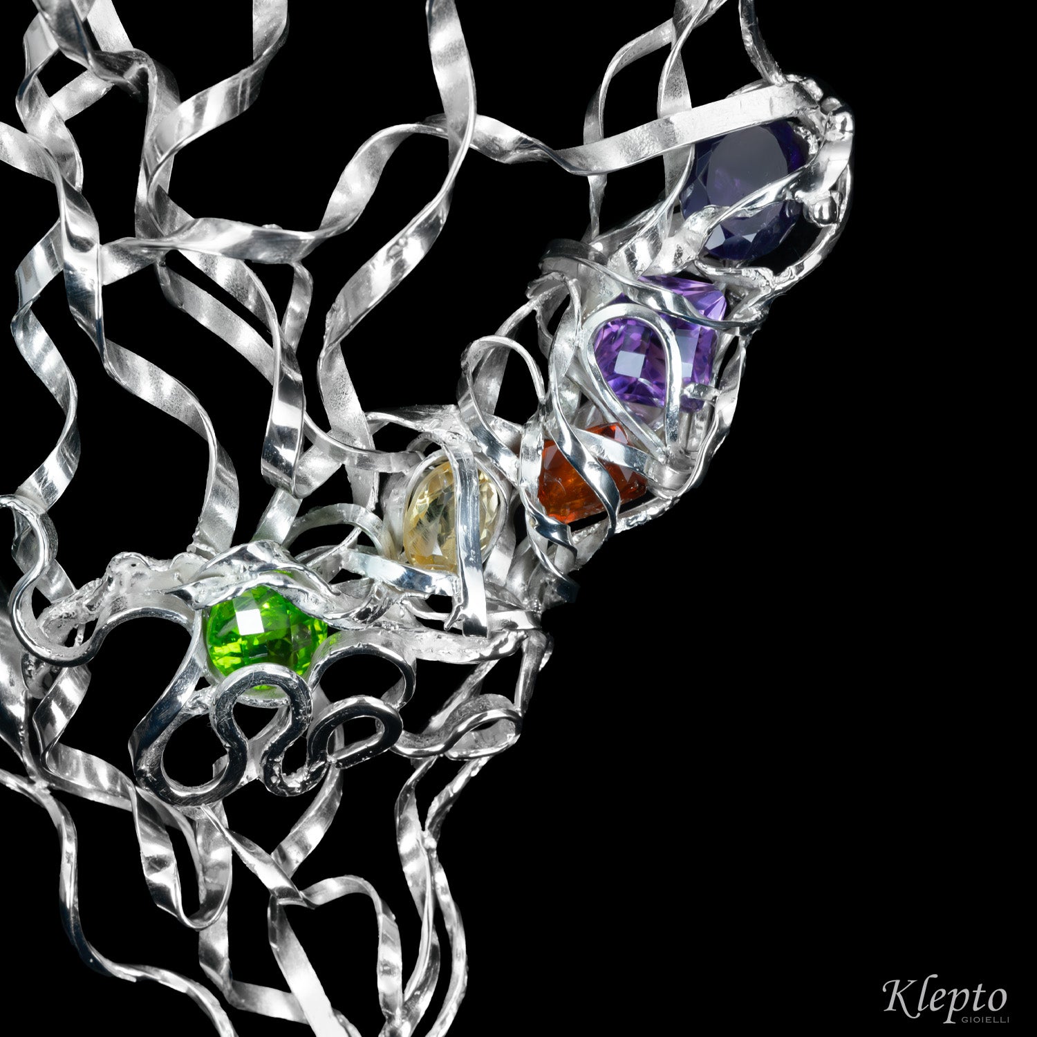 Silnova® Silver Pendant with Amethyst, Peridot, Citrine and Garnet