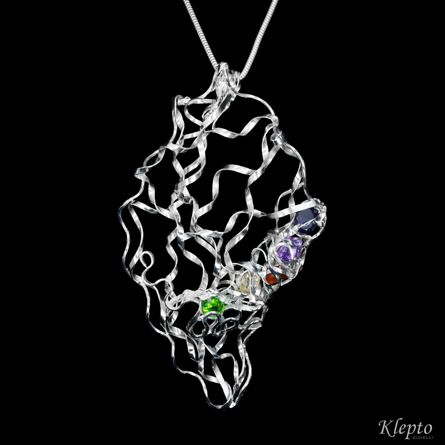 Silnova® Silver Pendant with Amethyst, Peridot, Citrine and Garnet