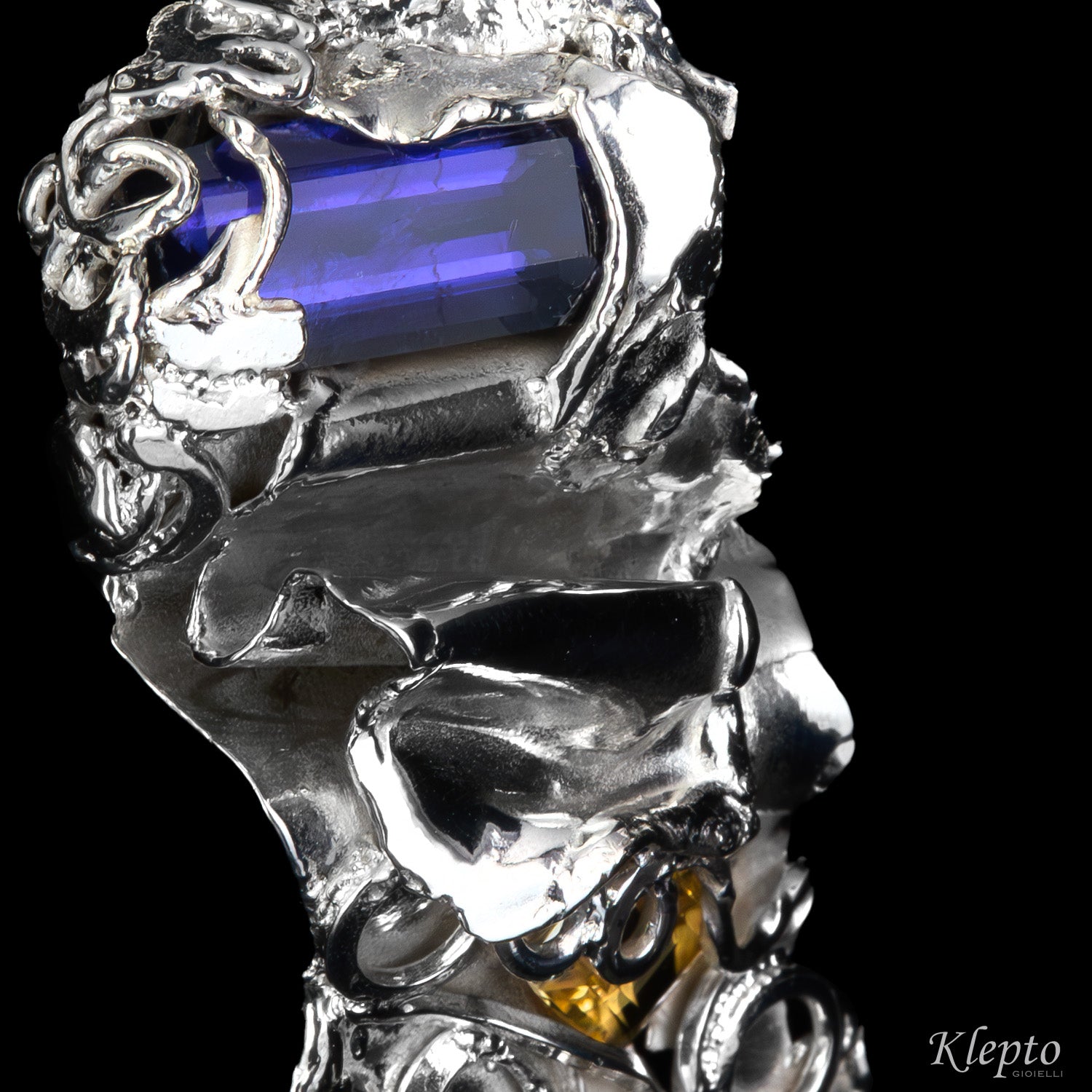 Silver Silnova® Pendant with Iolite and Citrine