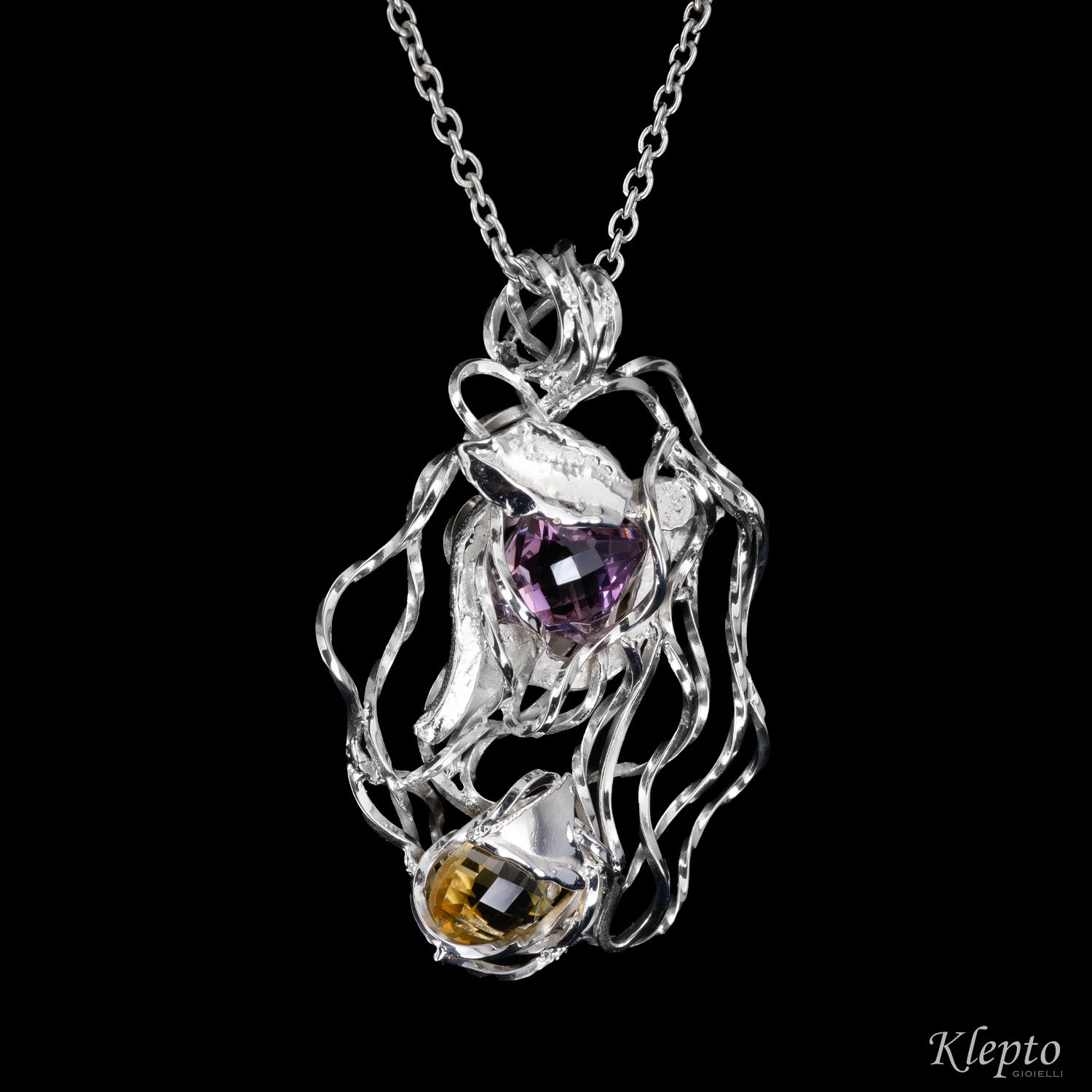 Silnova® Silver Pendant with Amethyst and Citrine