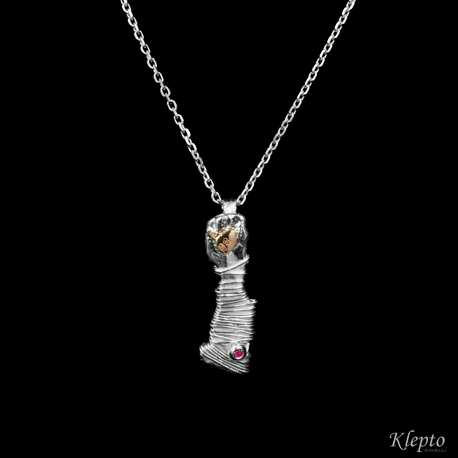 Silnova® "Cosmic" Silver Pendant with Ruby and rose gold detail
