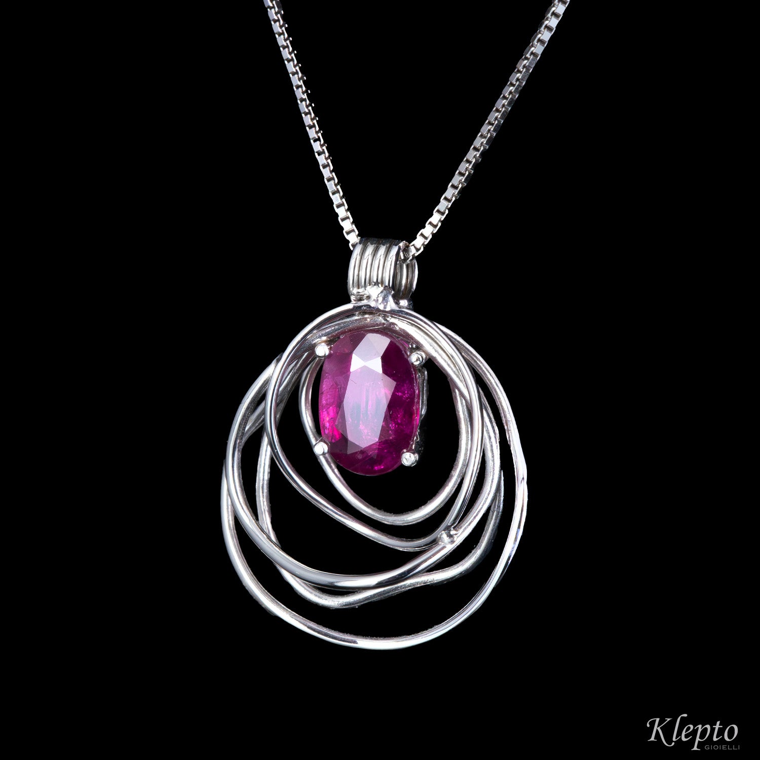 White gold cloud pendant with Ruby