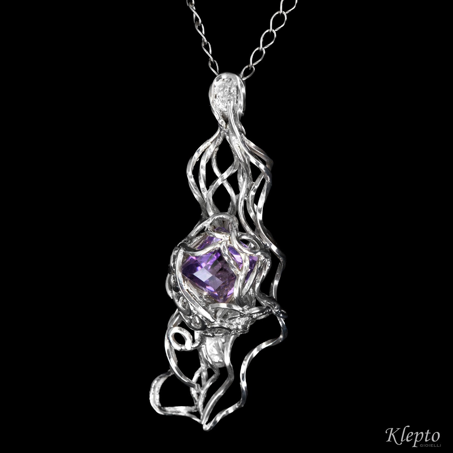 Silver Silnova® Pendant with Amethyst