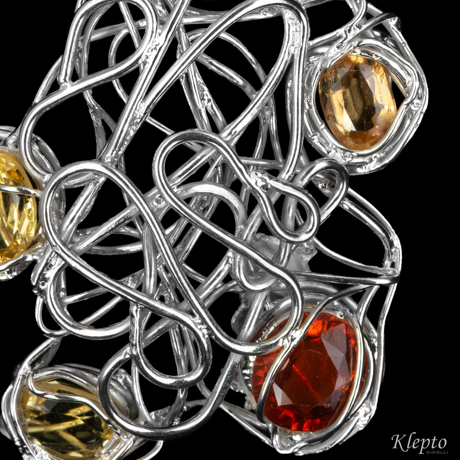 Silver Silnova® Pendant with Citrines and Garnet