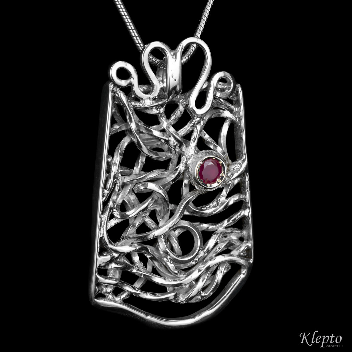 Silnova® Silver Pendant with Ruby