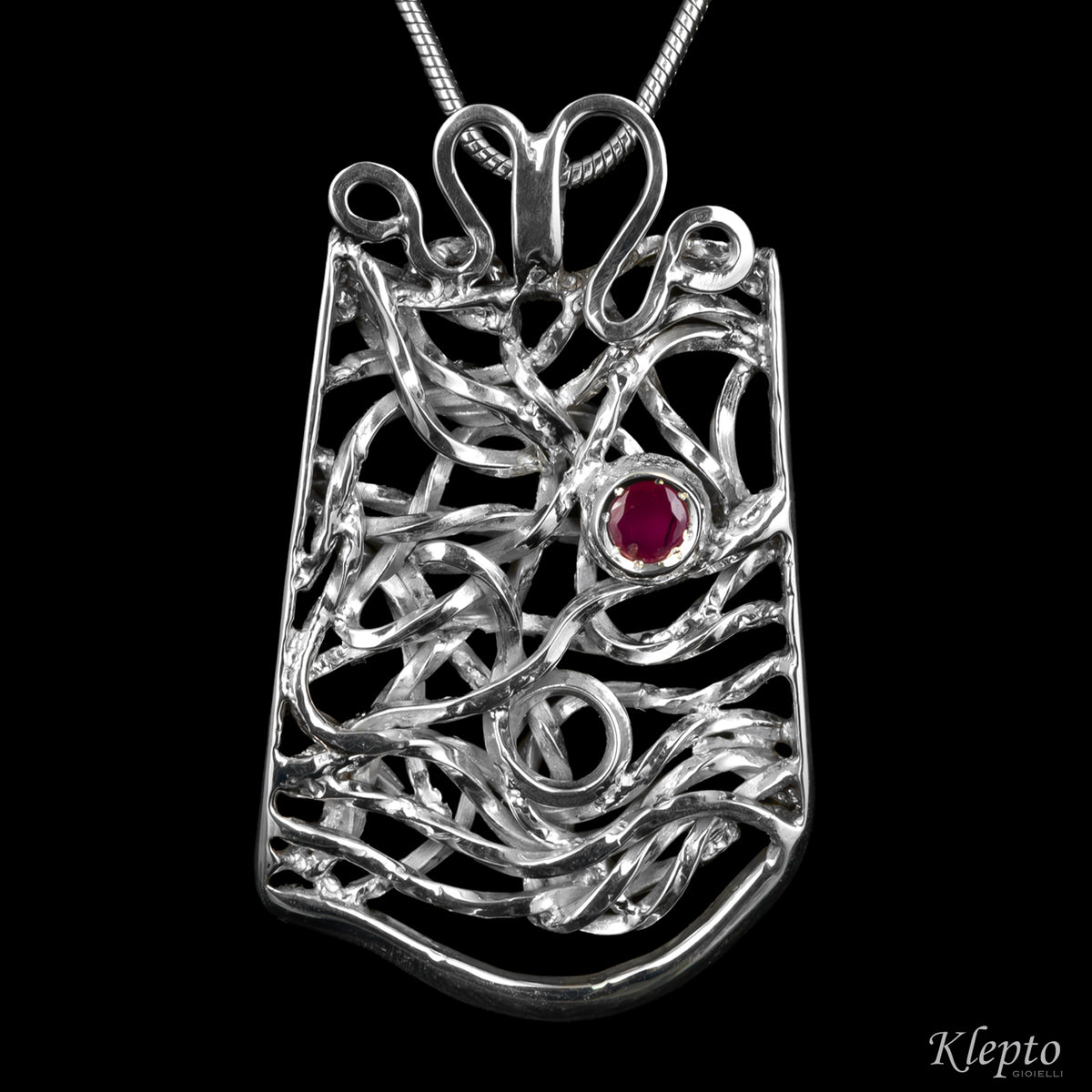 Silnova® Silver Pendant with Ruby
