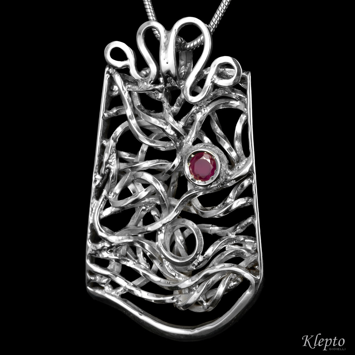 Silnova® Silver Pendant with Ruby