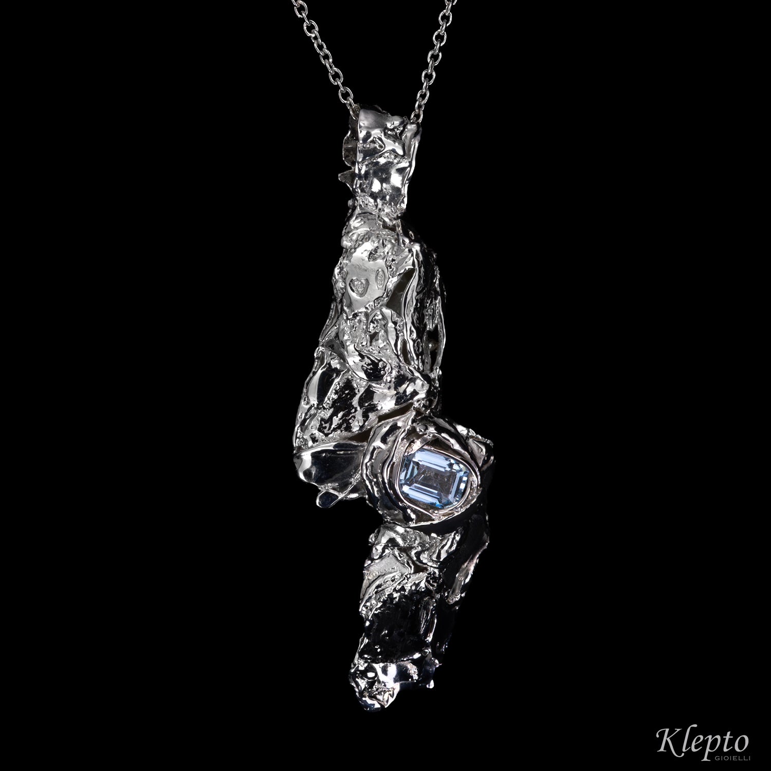 Silver Silnova® Pendant with Aquamarine