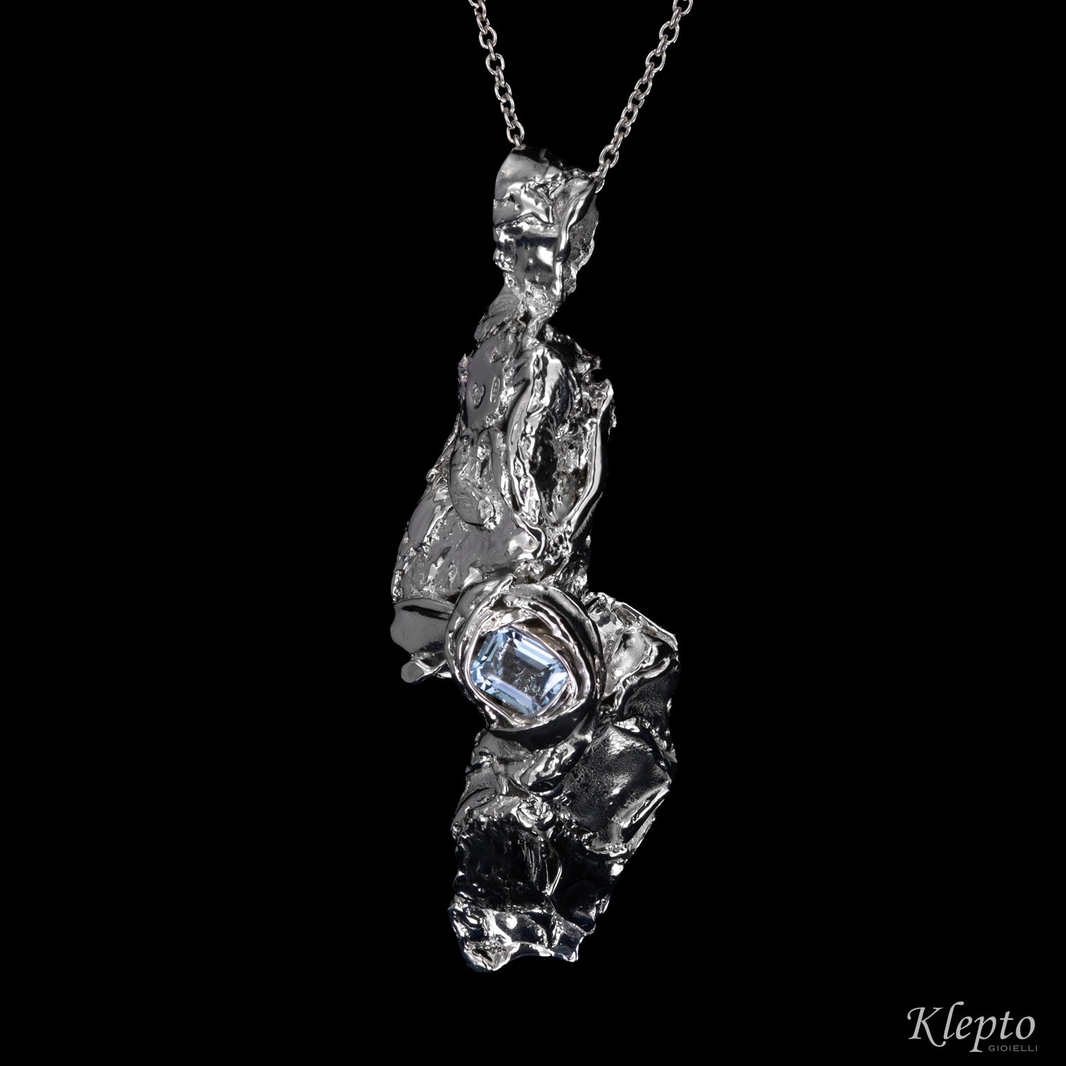 Silver Silnova® Pendant with Aquamarine