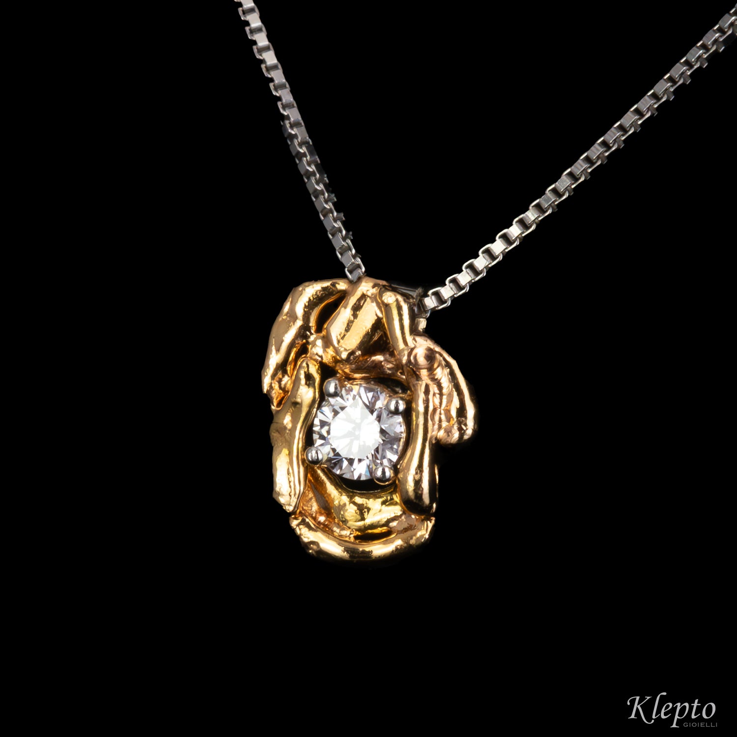 White and rose gold Pepita pendant with diamond