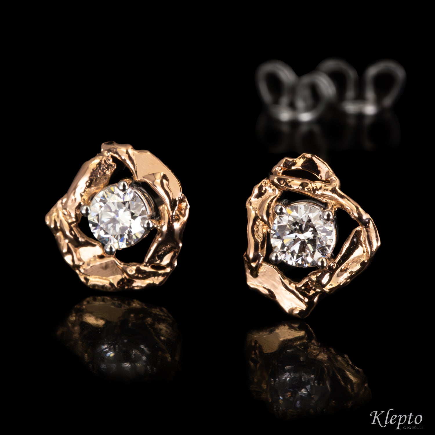 White and Pink Gold Pepita Earrings with Diamonds