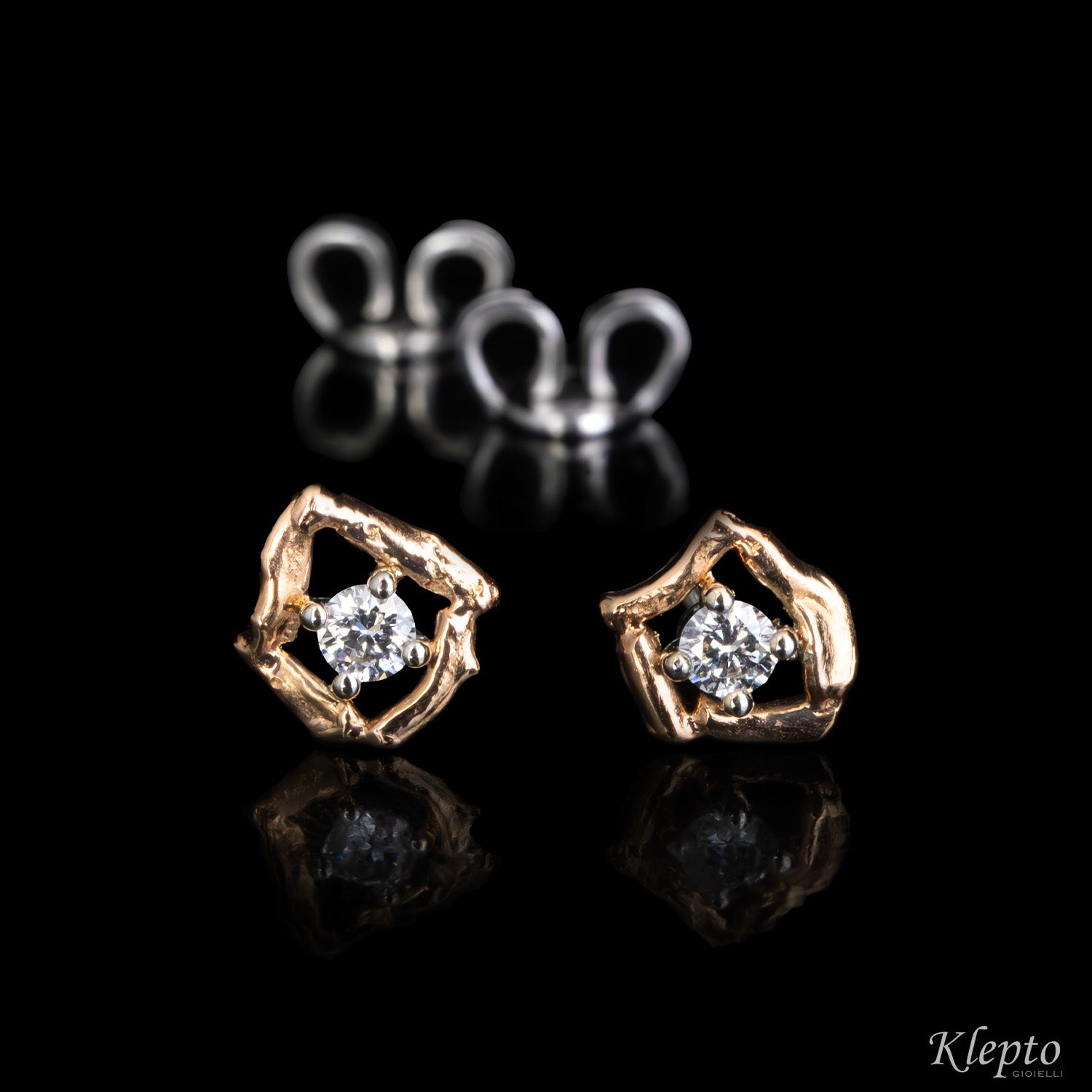 White and rose gold earrings with Diamonds "Pepita"