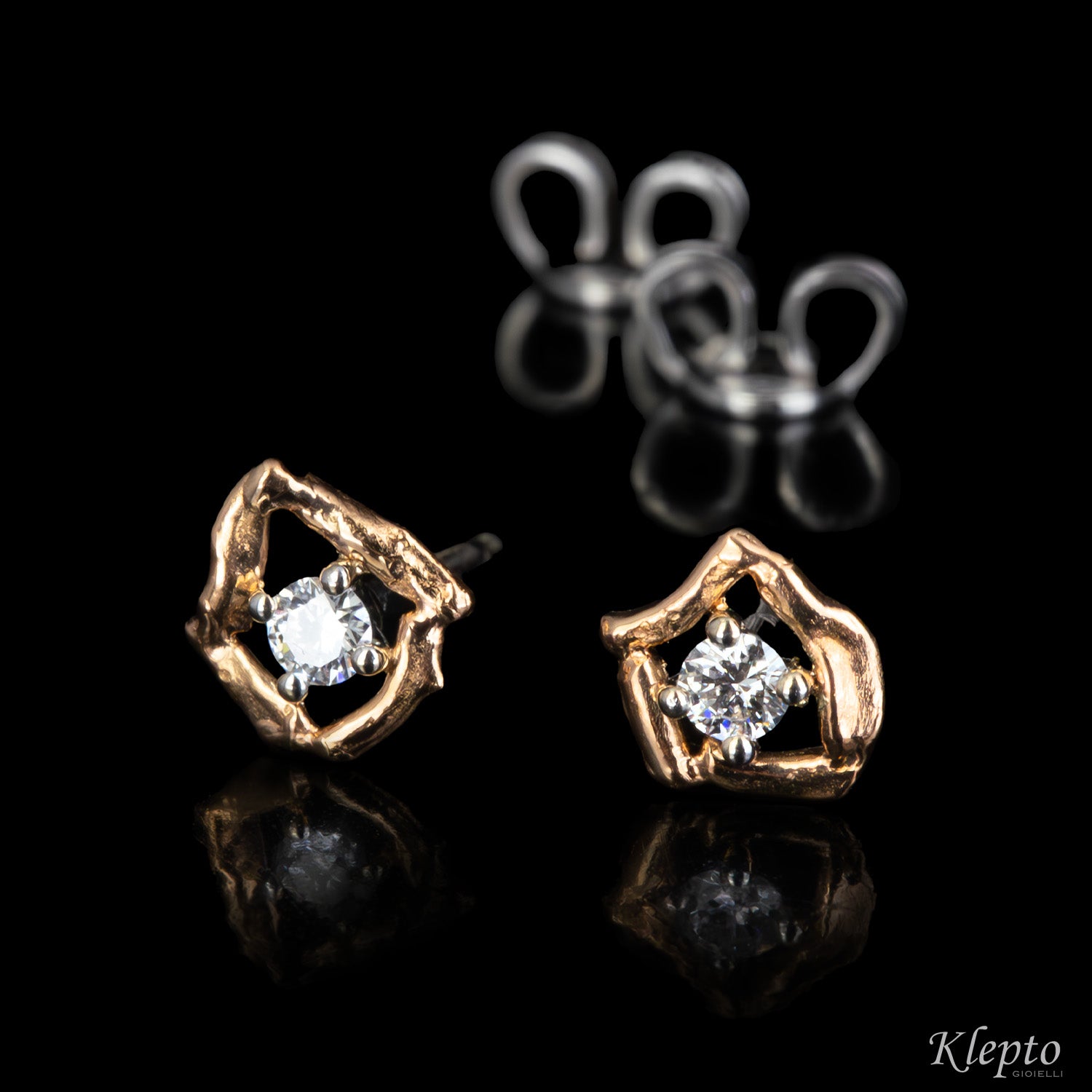 White and rose gold earrings with Diamonds "Pepita"