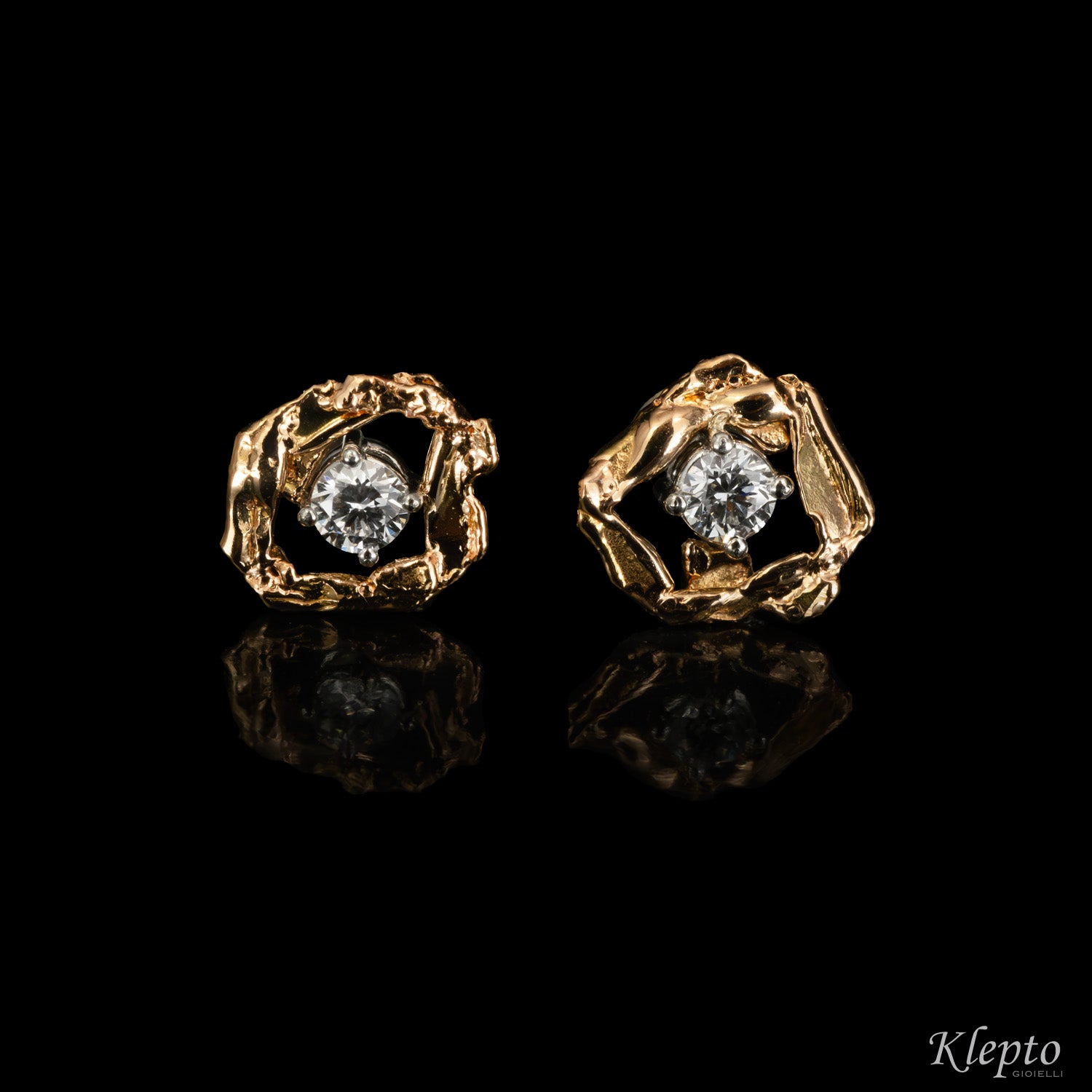 "Pepita" white and rose gold earrings with diamonds