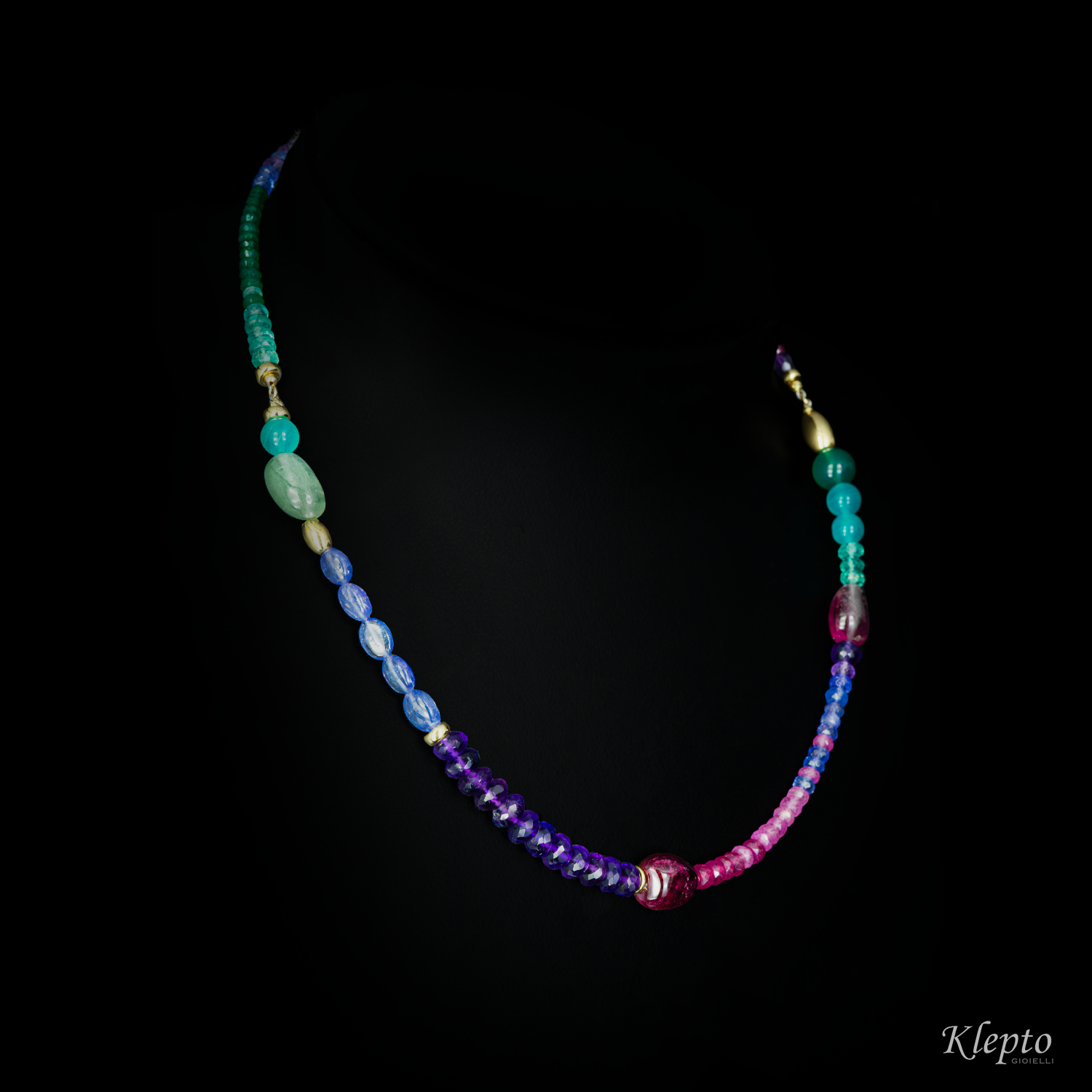 Short Rainbow necklace with large stones