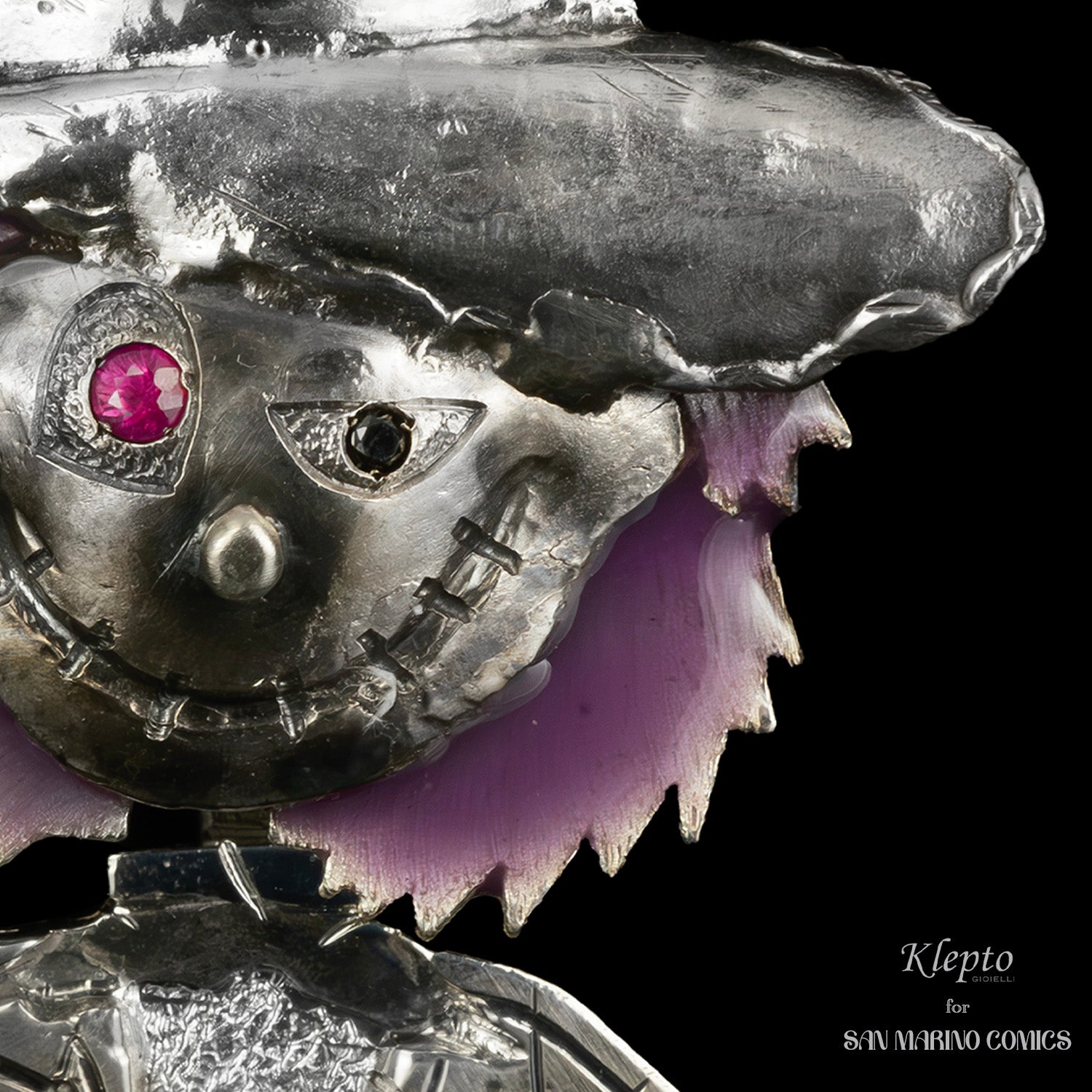 Silnova Silver Pendant "The Scarecrow" with Ruby and Black Diamond