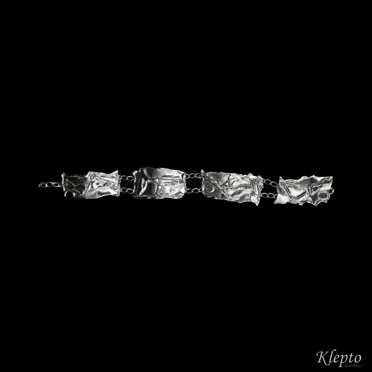 Silver Silnova® bracelet with flame fused segments