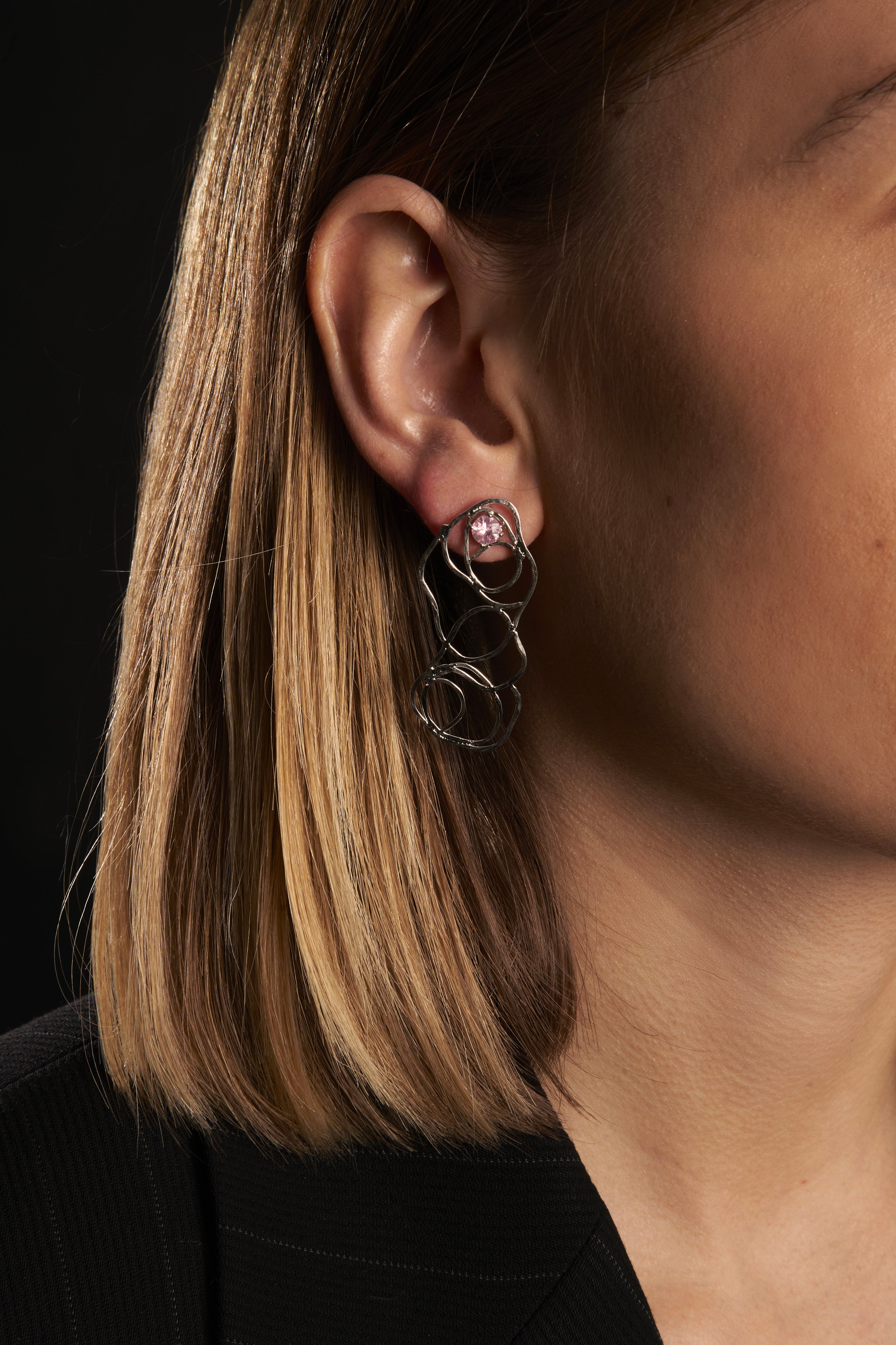 White gold earrings with pink tourmalines