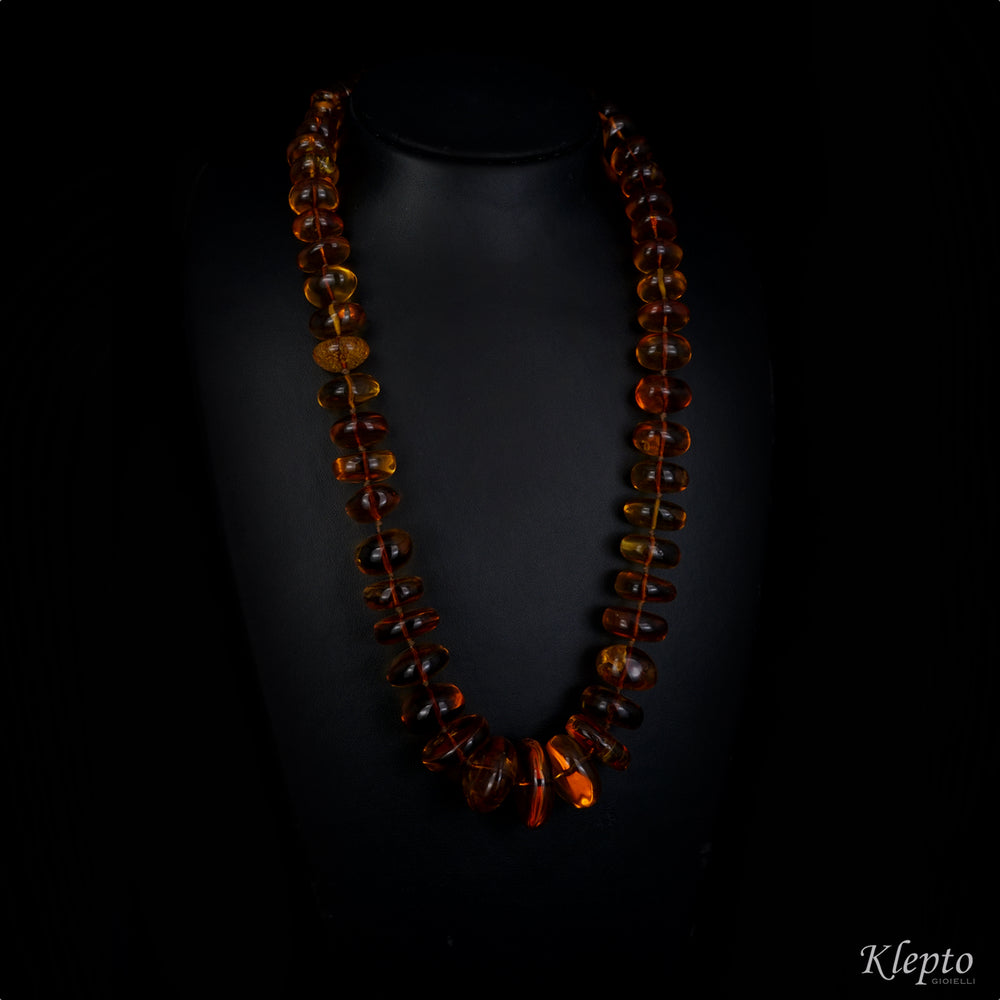 Long necklace with gradation Baltic amber