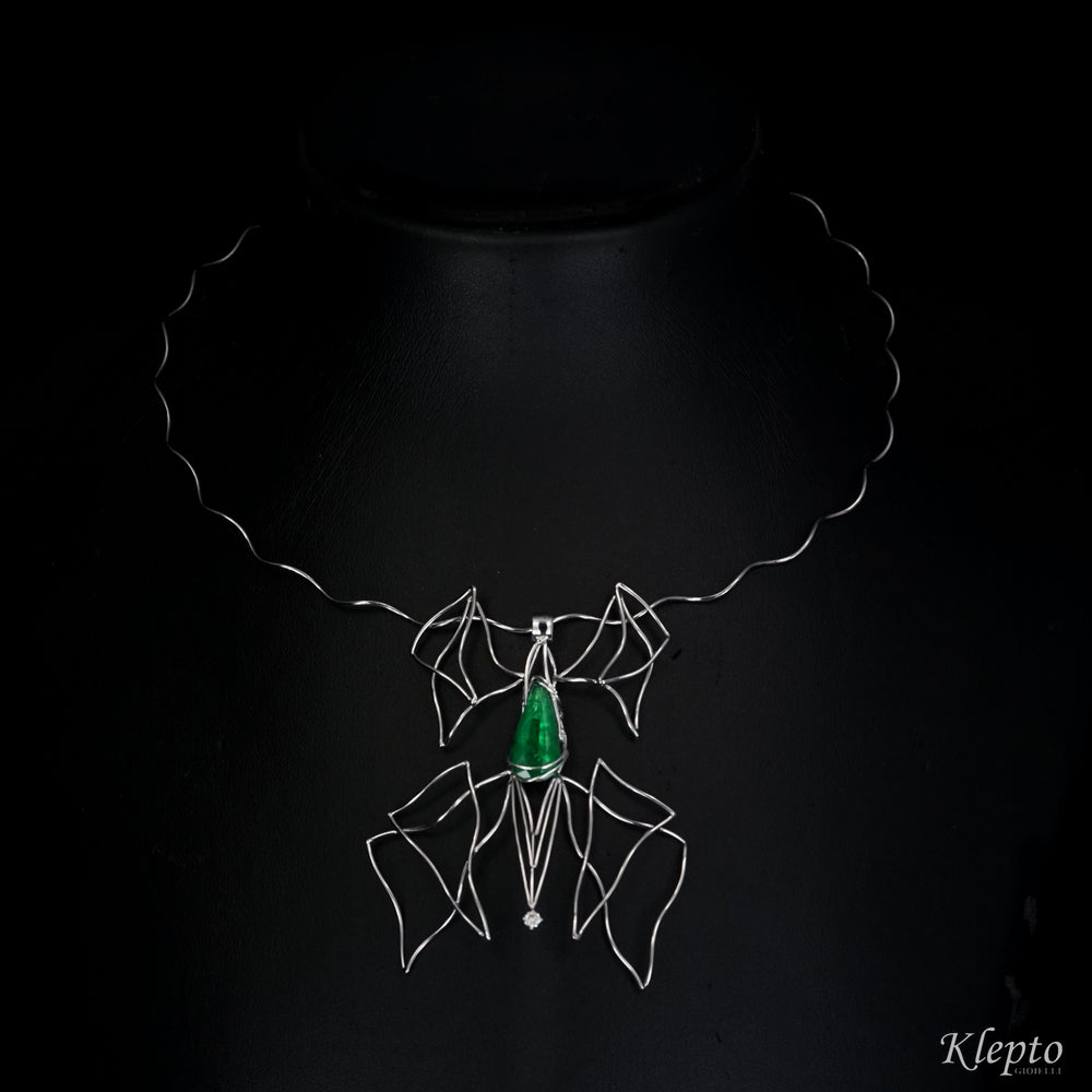 Collier in white gold with Emerald and Diamond