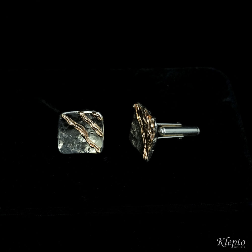 Cufflinks in Silnova® Silver and rose gold details