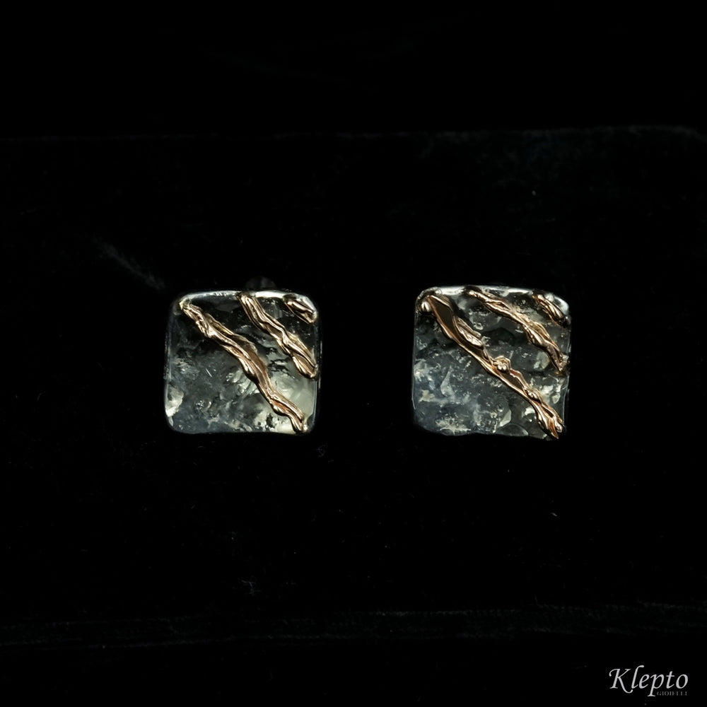 Cufflinks in Silnova® Silver and rose gold details
