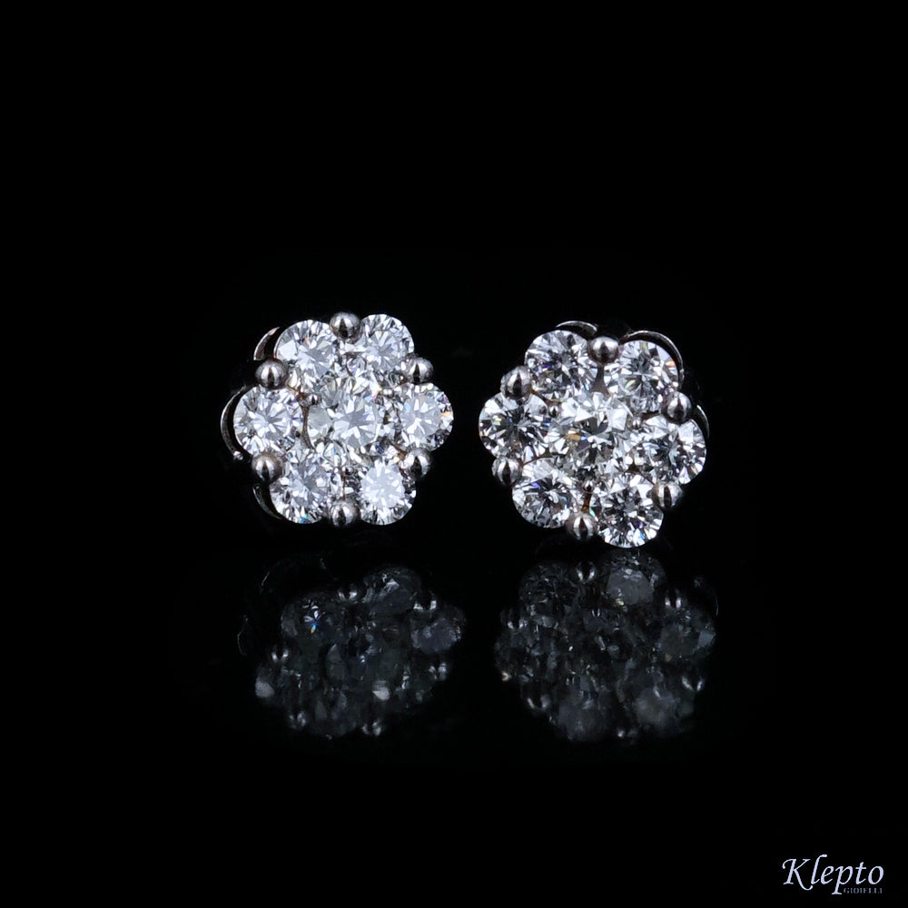White gold earrings with flower diamonds