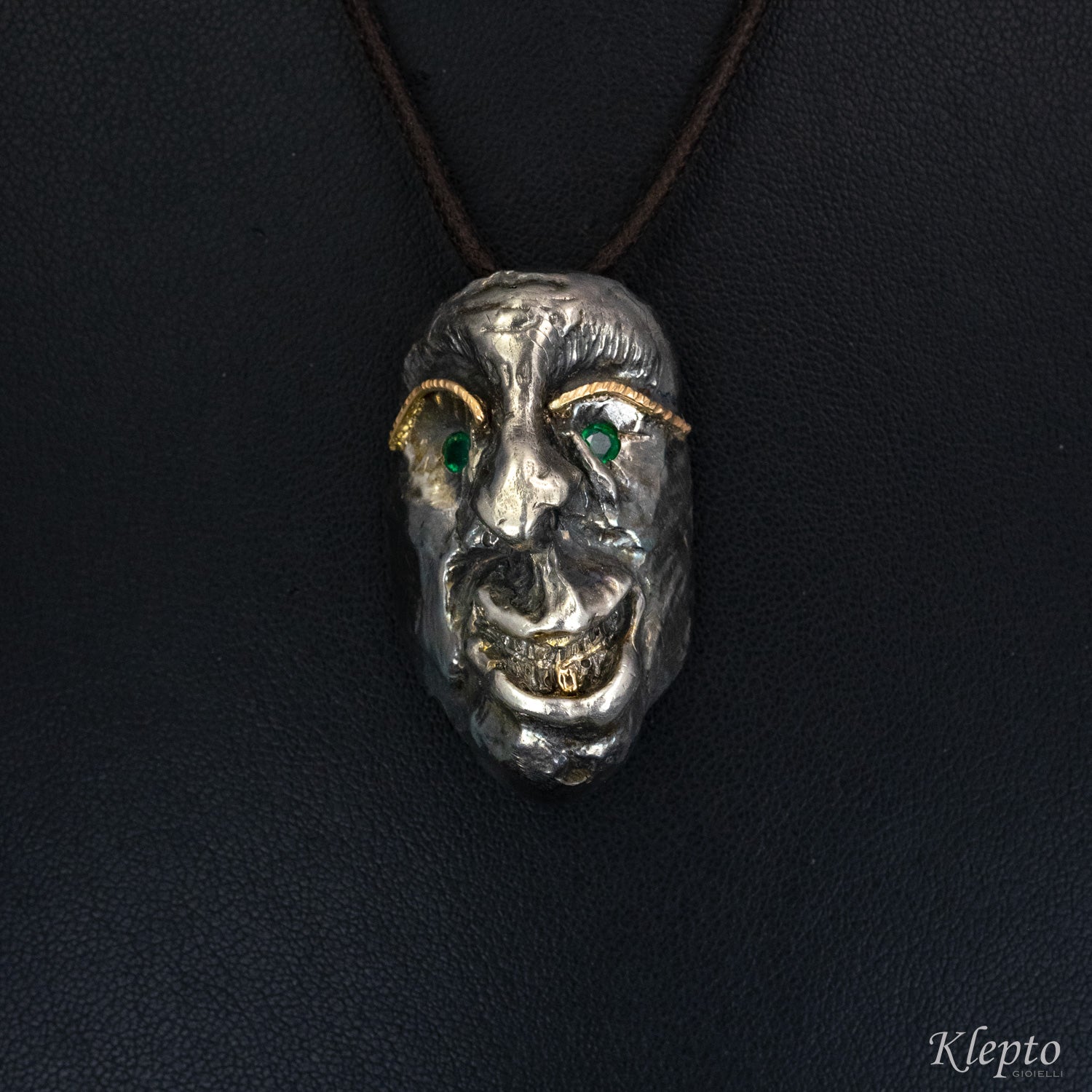 Silnova® Silver Pendant "Pirate Jack" with rose gold and Emerald details